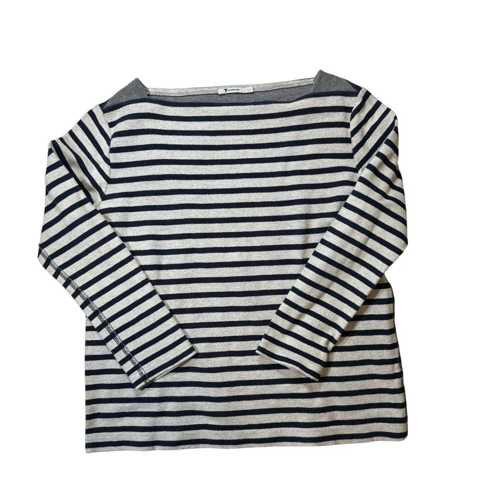 Alexander Wang Women's Size Large Long Sleeve Top‎ Striped Blue White Grey